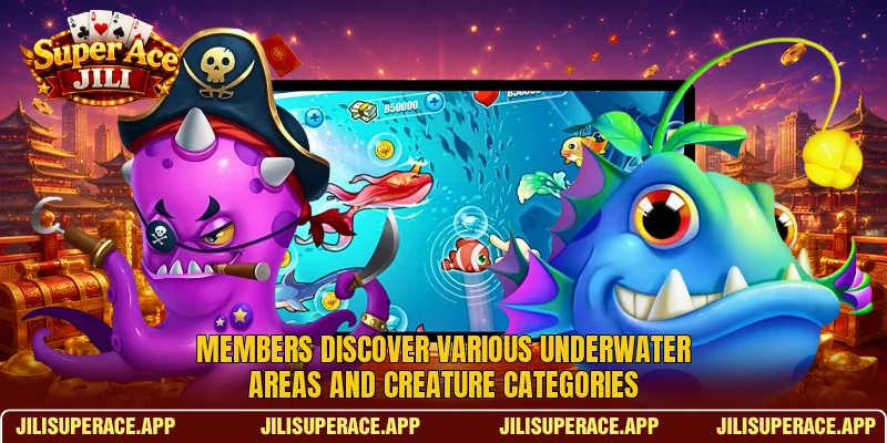 Members discover various underwater areas and creature categories
